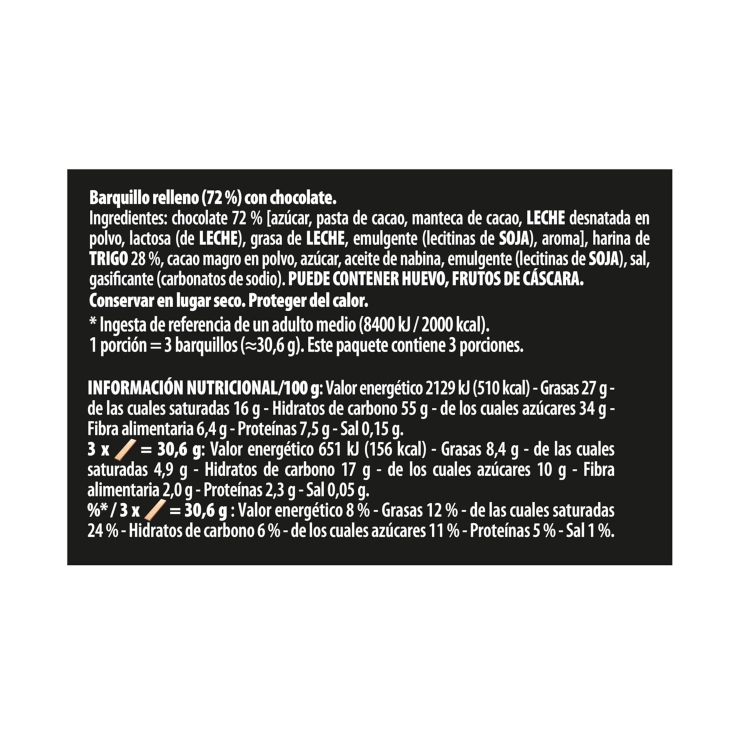 barquillos finas chocolate negro, 92g