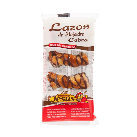 lazos de hojaldre cebra, 165g