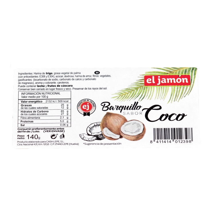 barquillos coco, 140g