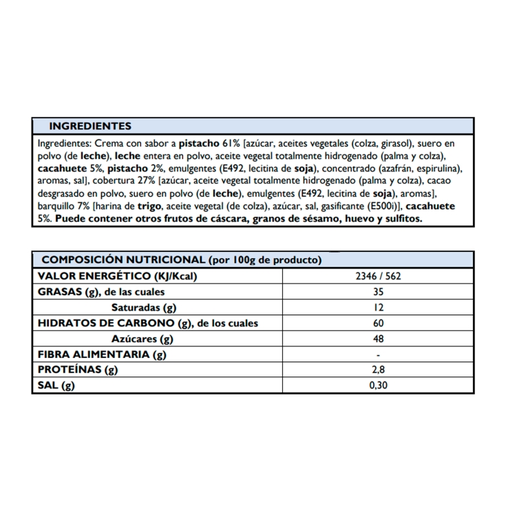 cornetti crocanti crema pistacho, 100g