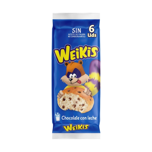 weikis chocolate leche 6ud, 240g
