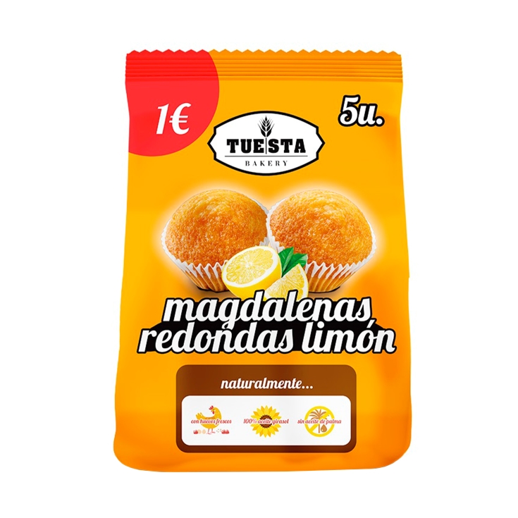 magdalenas redonda limón 5ud, 125g