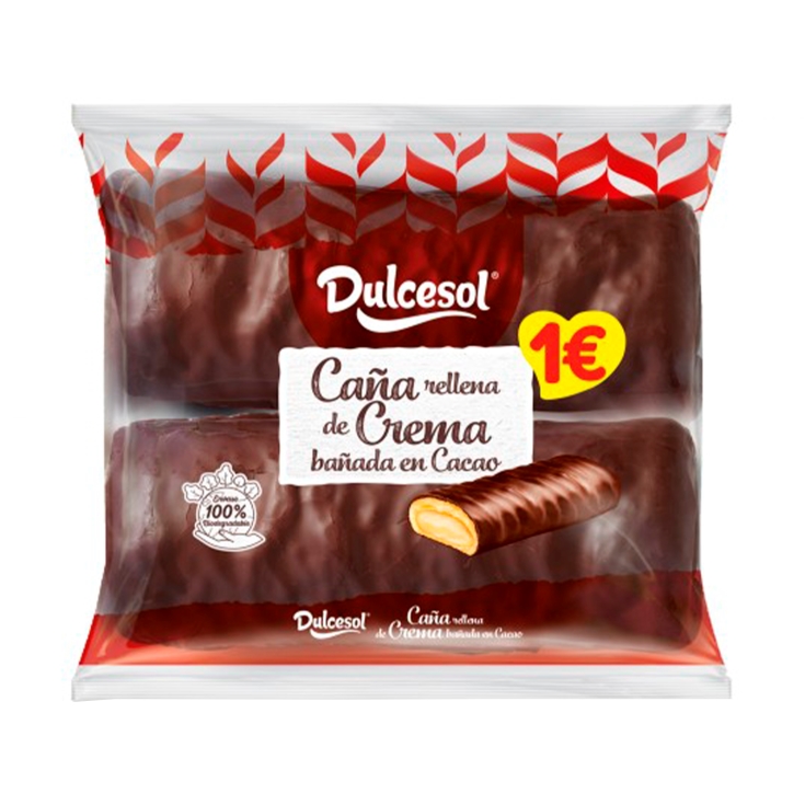 cañas chocolate rellenas crema, 153g