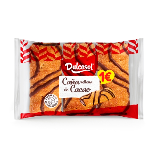 cañas rellenas de cacao 2ud, 140g