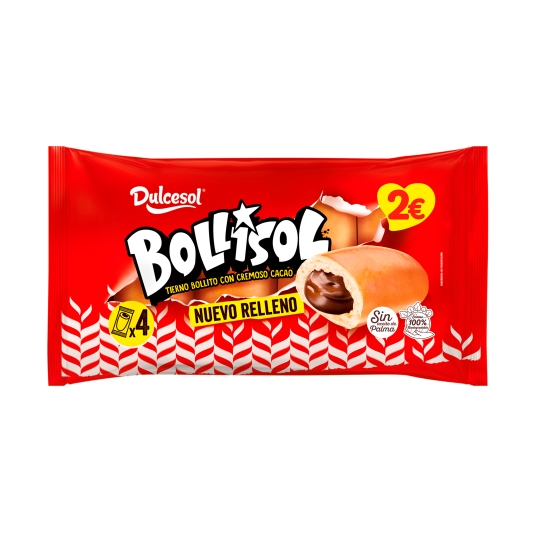 bollysol relleno cacao 4ud, 240g