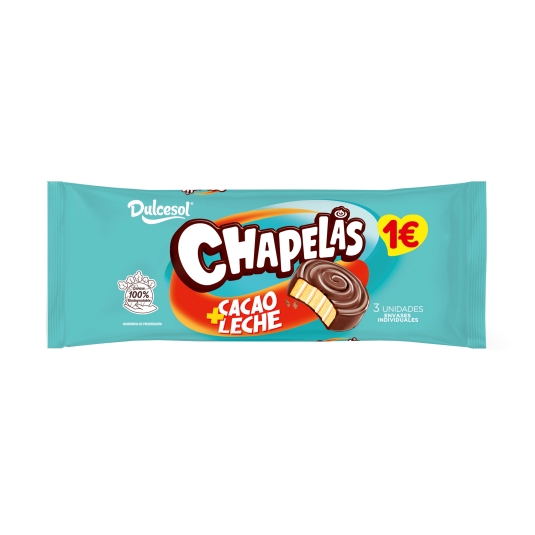 chapelas cacao/leche 3ud, 135g