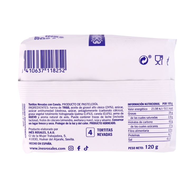 tortitas nevadas con canela 4ud, 120g