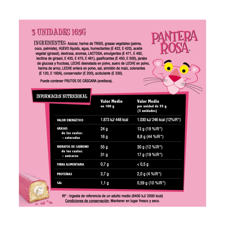 pastelitos pantera rosa 3ud, 159g