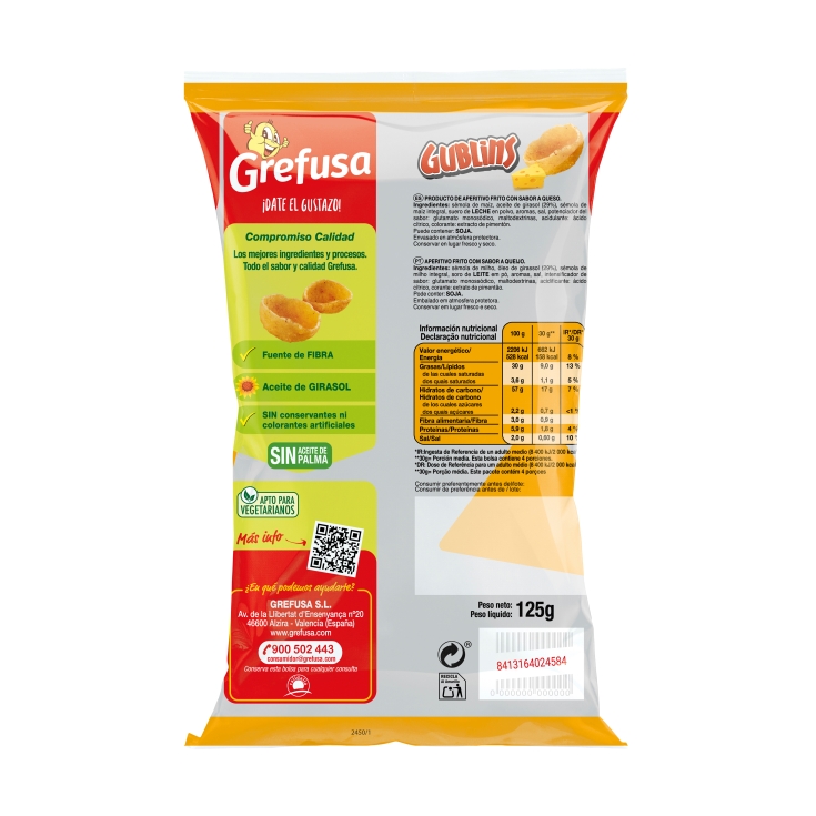 snack gublins xl queso, 124g