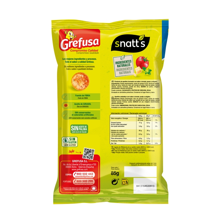 natuchips tomate, queso y orégano, 85g