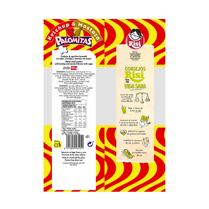 aperitivo palomitas ketchup&mostaza, 105g