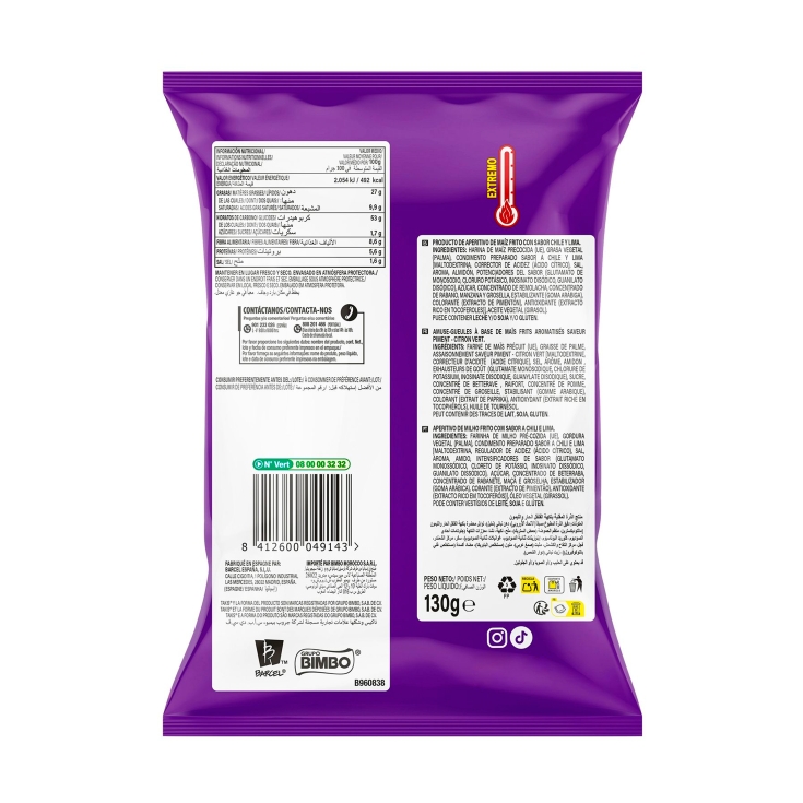 snacks fuego chile y lima, 130g