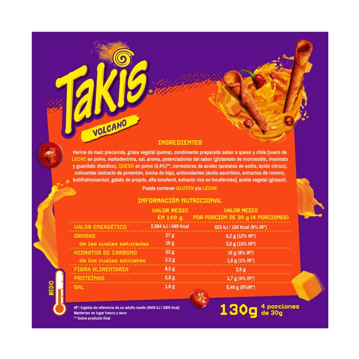 snacks queso volcano, 130g