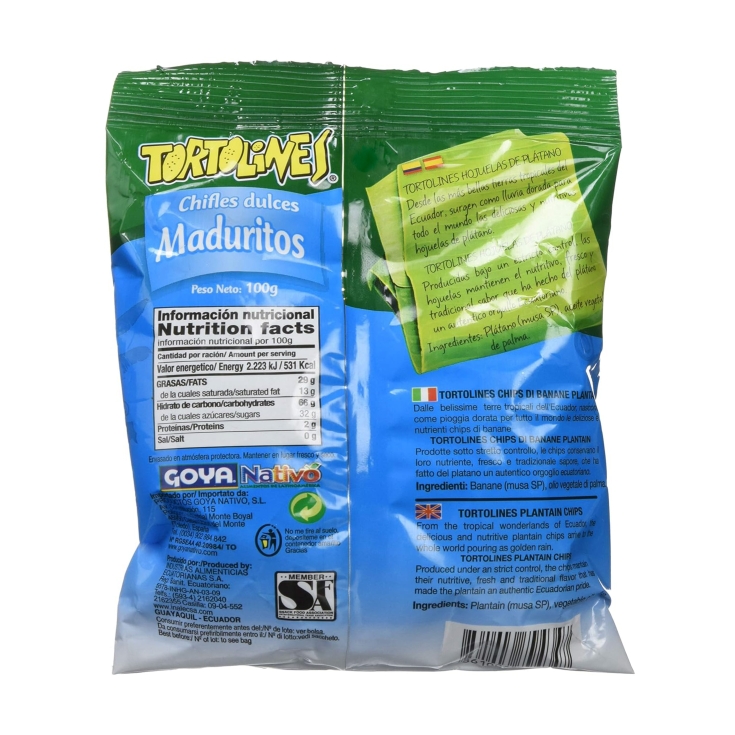 chifles dulces maduritos tortolines, 100g