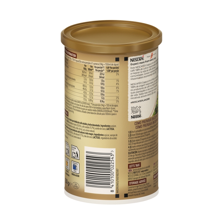 café soluble cappuccino natural bote, 250g