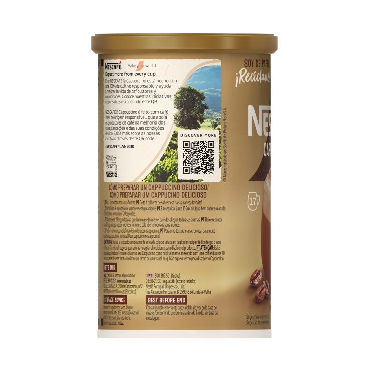 café soluble cappuccino natural bote, 250g