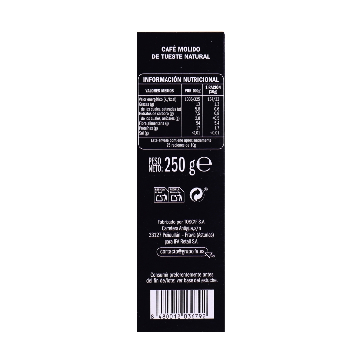 café molido natural, 250g