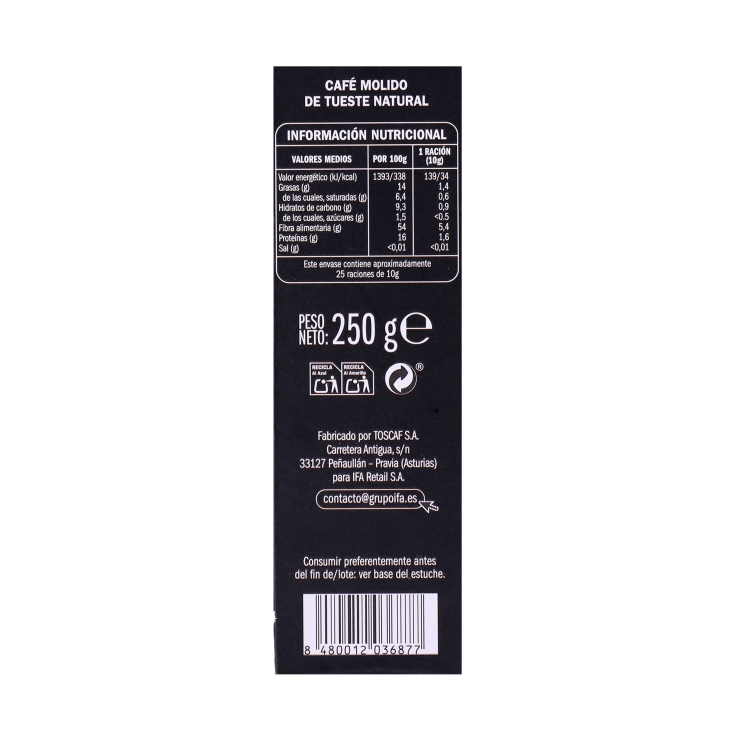 café molido natural intenso, 250g