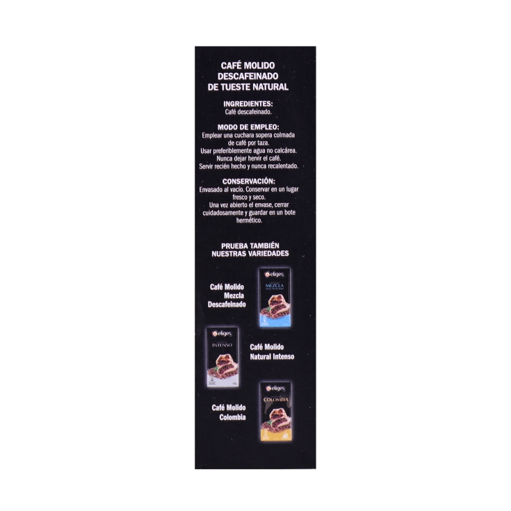 café molido natural descafeinado, 250g