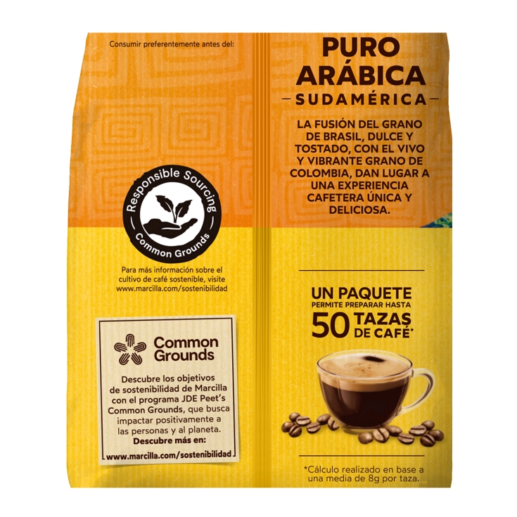 café grano puro arábica sudamérica, 400g