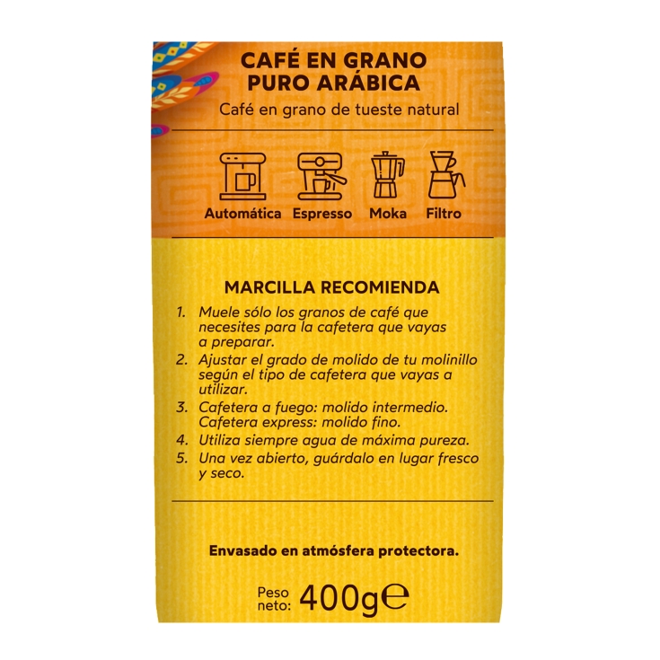 café grano puro arábica sudamérica, 400g
