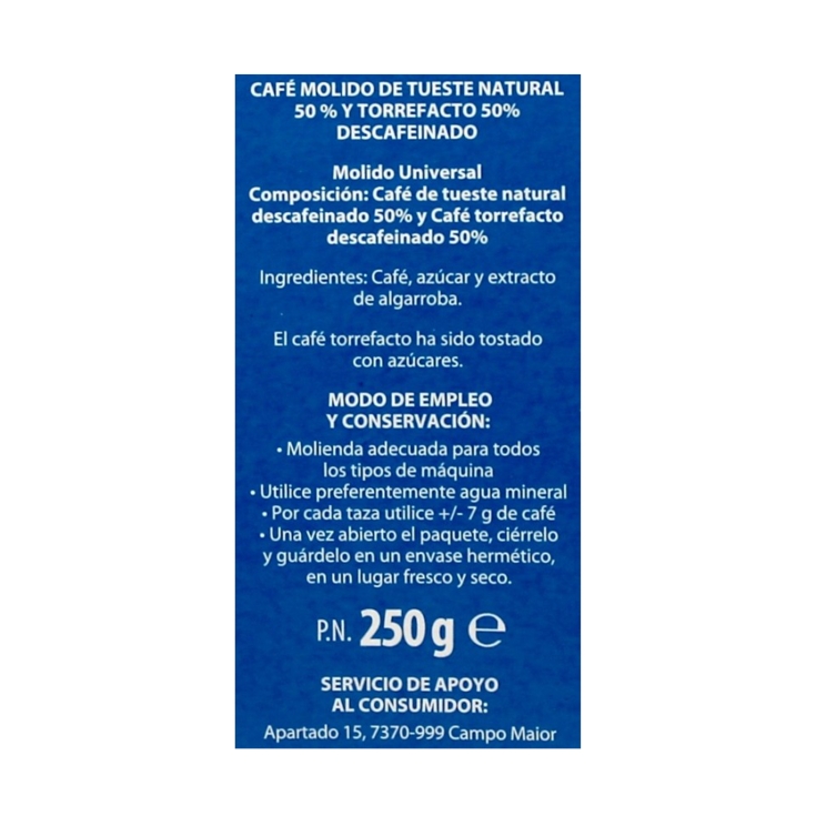 café molido mezcla descafeinado, 250g