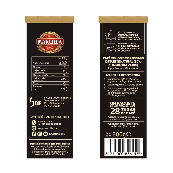 café molido descafeinado créme express, 200g