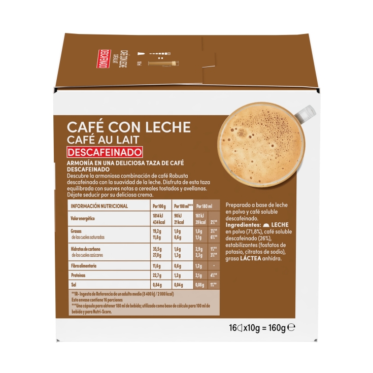 café con leche descafeinado, 16ud