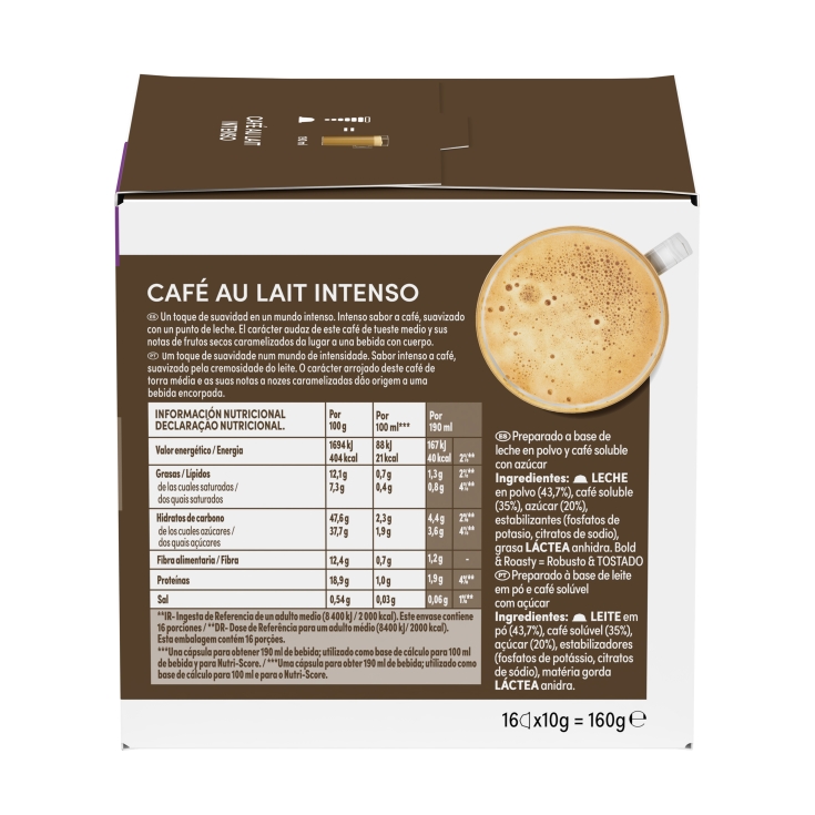 café con leche intenso, 16ud