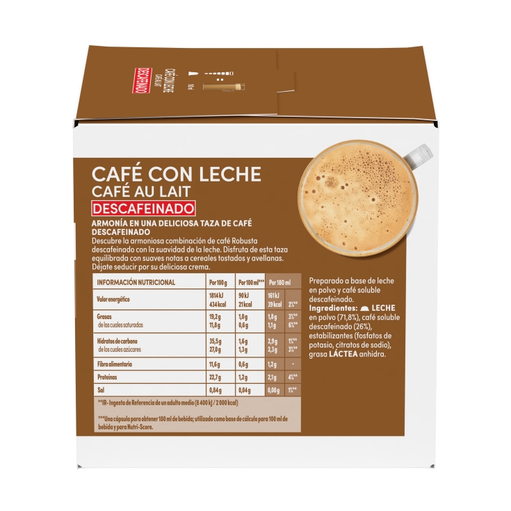 café con leche descafeinado, 30ud
