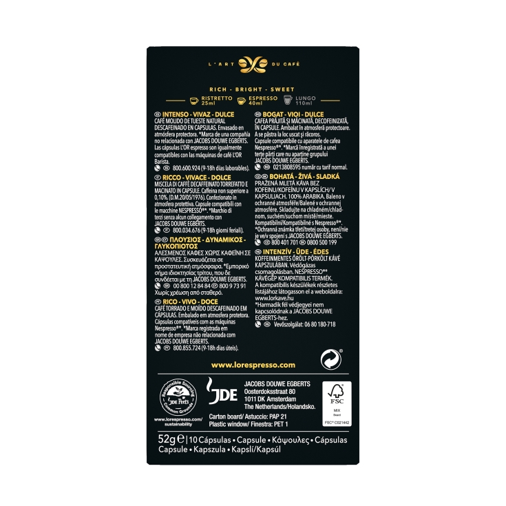 café espresso descafeinado ristretto, 10ud