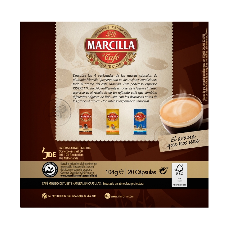 café ristretto cápsula, 20ud