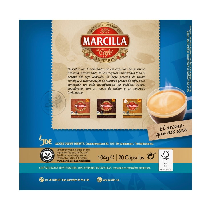 café descafeinado cápsula, 20ud