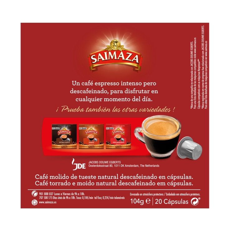 café descafeinado capsulas, 20ud