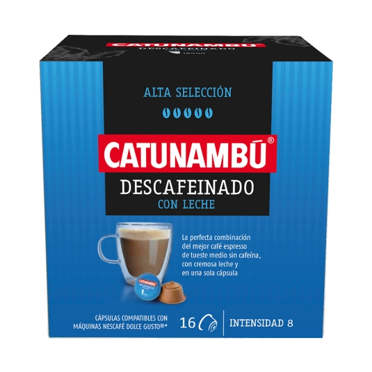 café descafeinado con leche cápsulas, 16ud