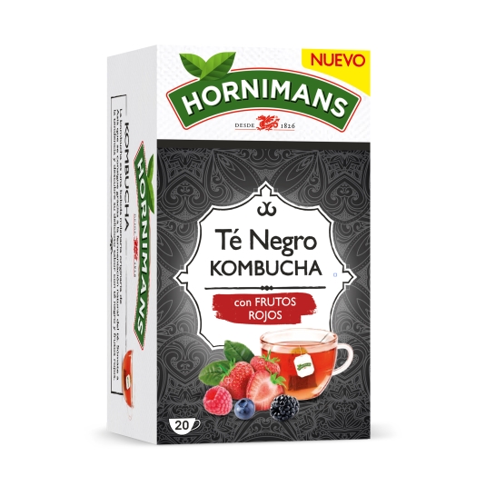 té negro kombucha con frutos rojos, 20ud