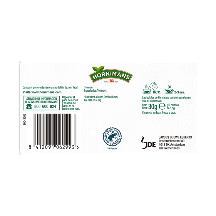 infusion té verde extra puro, 20ud