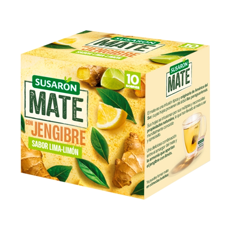 infusión mate jengibre sabor limón, 10ud