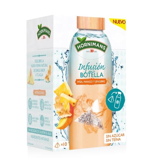 infusión botella piña, mango y jengibre, 10ud