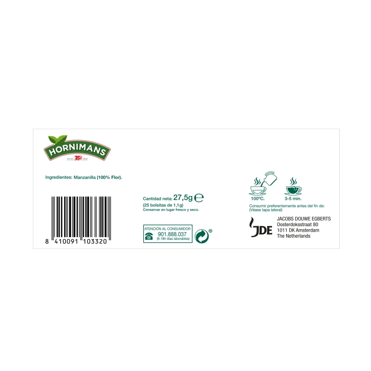 infusión manzanilla sobres, 25ud