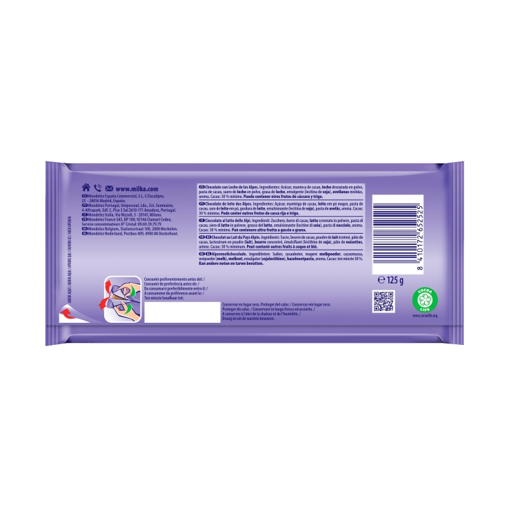 chocolate leche, 125g