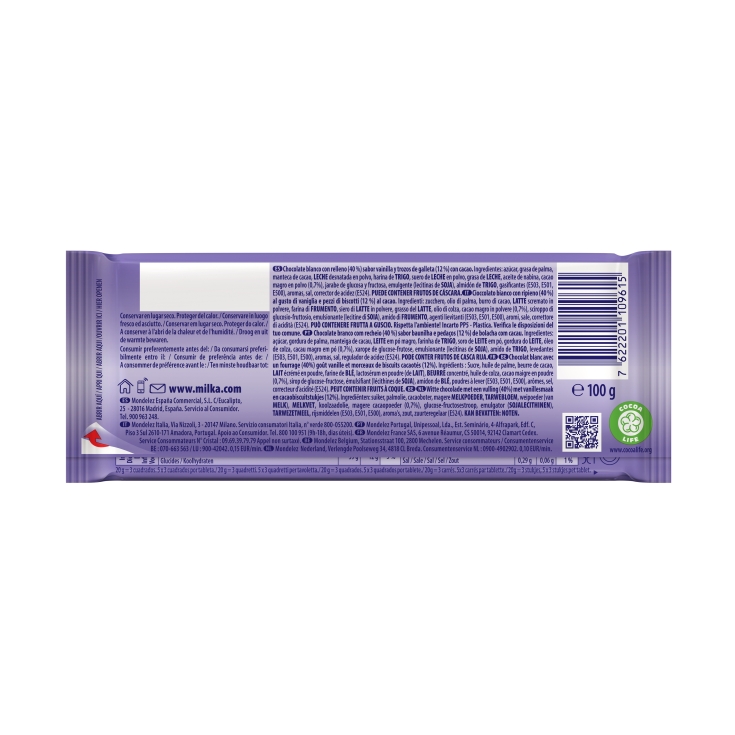 chocolate blanco con oreo, 100g
