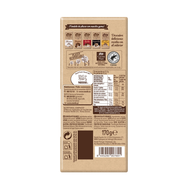 chocolate postres blanco, 170g