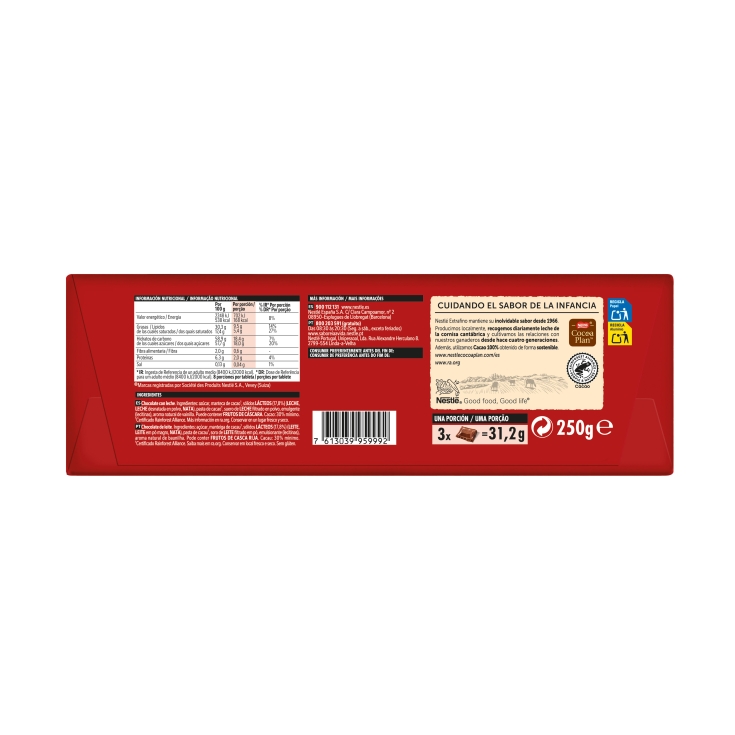 chocolate extrafino con leche, 250g