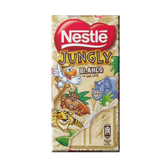 chocolate blanco con galleta jungly, 125g