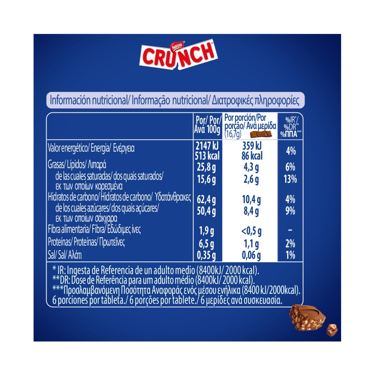 chocolate con leche crujiente, 100g