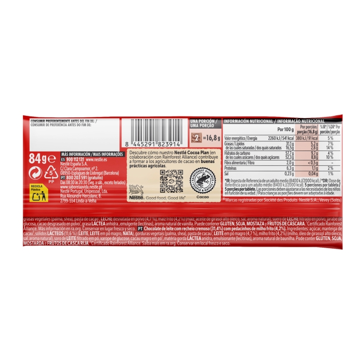 chocolate extrafino maíz, 84g