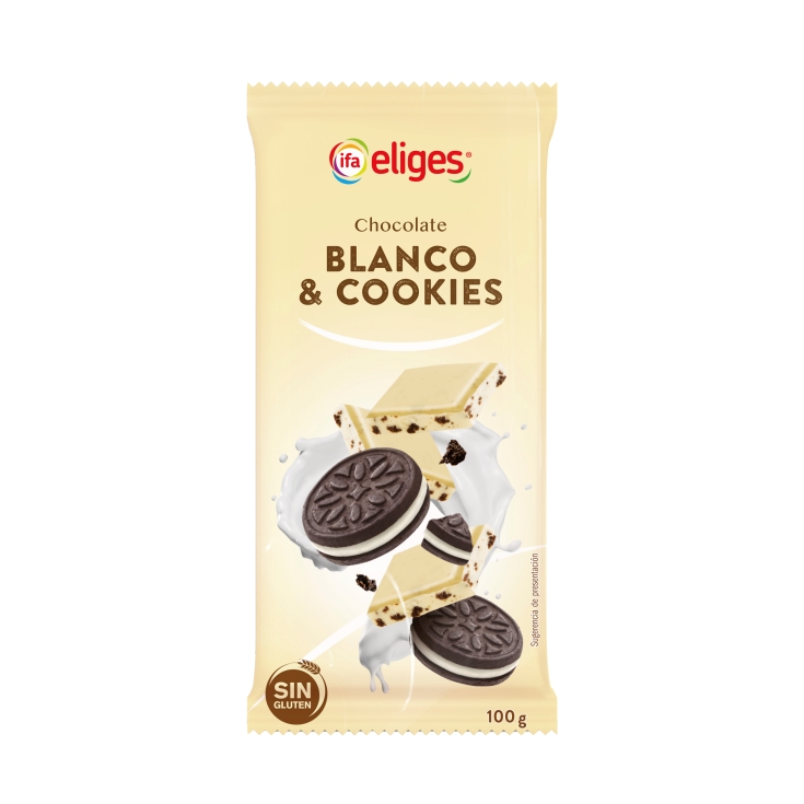 chocolate blanco relleno de galleta, 100g