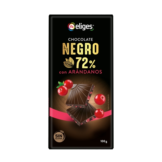 chocolate negro 72% con arandanos, 100g