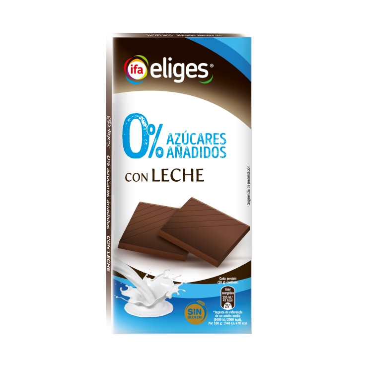 chocolate con leche sin azúcar, 100g